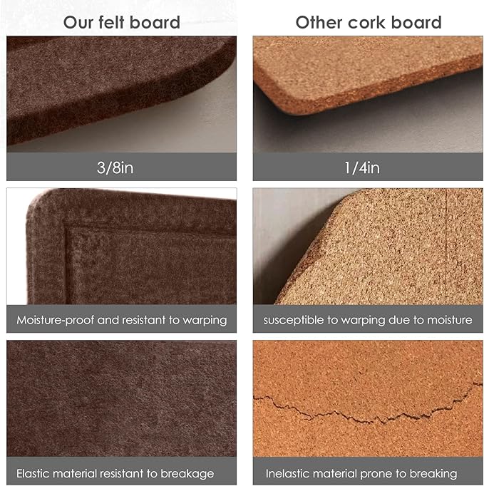 Bulletin Board, 36 x 24 inches Felt Board - Decorative Pin Board, Cork Board Alternative for Wall, 3' x 2' Foldable Picture Board Self-Adhesive Vision Board with 20 Pushpins - Saddle Brown