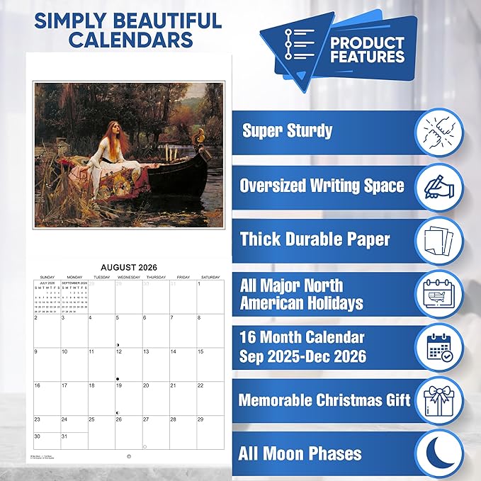 2026 Art Masterpieces Monthly Wall Calendar - Famous Paintings including Monet, Van Gogh, Rembrandt| Iconic Paintings Calendar 2025-2026