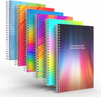 Custom Spiral Notebook Journals with Rainbow Colored Covers - 6 Pack of 5" x 8" – College Ruled, Hard Cover, 50 Sheets Per Book – For Journaling, Office, School Supplies, etc.