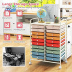 Happygrill 20-Drawer Organizer Cart Tools, Mobile Utility Storage Cart with Removable Drawers & Lockable Wheels, Rolling Storage Cart with wheels for Home Office School (Macaron)