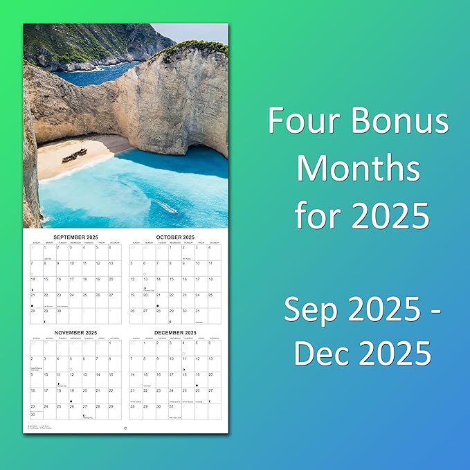 2026 Beaches Monthly Wall Calendar | Tropical Beaches Travel Calendar 2025-2026