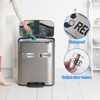 3PCS Recycle Stickers for Trash Bins, Self-Adhesive Waterproof Brushed Silver Trash Compost and Recycling Stickers for Trash Can, Kitchen, Office, Garbage Bin Indoor, Outdoor Use