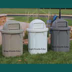 Sturdy Essentials 32 Gallon Square 100% Recycled Plastic Heavy Duty Outdoor Commercial Trash Can with Easy Access Swing Top Lid | Great for Schools and Businesses - Dark Granite