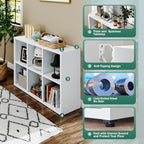 IRONMIX White Cube Storage Organizer, Metal Short Bookshelf with Storage, Modern 2 Tier Horizontal Bookshelf, Short Cabinet Display Case, Small Cube Bookcase for Home Office Library (White, 700+1037)