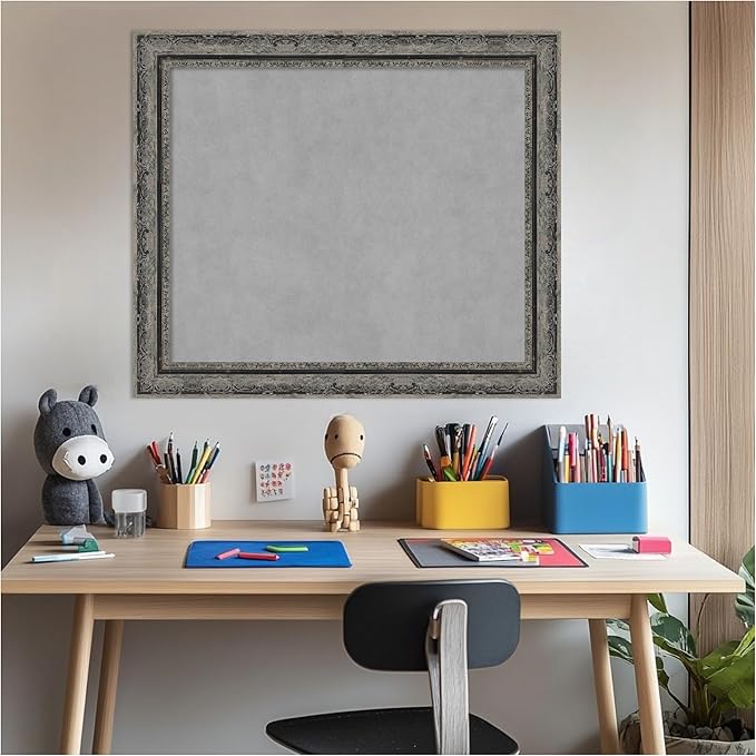 Amanti Art Black Framed Magnetic Board 24x28 Medium Vision Board for use with Magnets, 100% Metal Sheet to Display Items as Office Decor or for Home Organization in mudroom, Kitchen or Kids Room