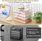 YKLSLH 4 Trays Paper Organizer Letter Tray - Acrylic Desk File Organizer, Stackable Clear Paper Holder Sorter Office Organizer for Letter/A4, Office File Ipad Books Notes Etc