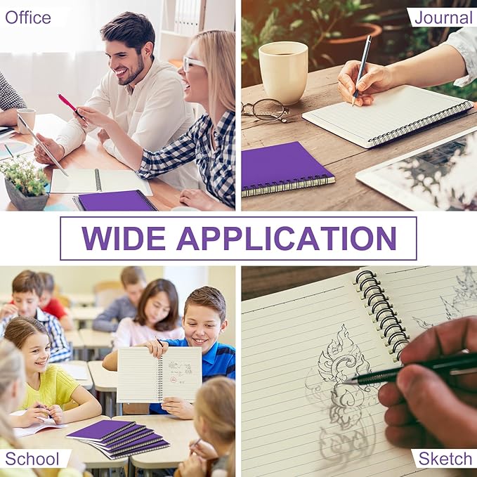 Yahenda Spiral Notebook Bulk A5 Journal Lined 8.3'' x 5.5'' Writing Composition Paper Small Notepad Subject Notebook for Students Office Business Back to School Supplies (Purple,6 Pcs)