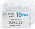 Mata1-USA Plastic Card Holder (Clear, 3.5x2.25 Inch, 10 Pack), Horizontal Badge Holder for ID Name Badge with Zipper