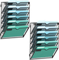 SUPEASY 6-Tier Wall File Organizer, Hanging Wall Files for Papers, Folders, Magazines, Wall Organizer for Clipboard, Assembly Needed, Black, 2 Pack