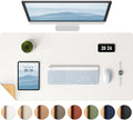 Aothia Dual-Sided Desk Pad - Leather Desk Mat, Natural Cork Desk Pad Protector, Large Mouse Pad for Desk, Waterproof Desk Blotter Pad, Desk Writing Pad for Office Work/Home, Off-White (37.8"x17")