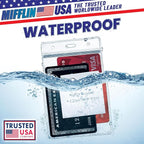 Mifflin-USA Large (L) Vertical ID Badge Holders (Clear, 3x4 inch, 50 Pack), Plastic Nametag Covers with Zipper, Name Tag Holder