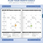 Clever Fox Planner Large – Undated Weekly & Monthly Planner for Productivity, Time Management & Goals – Organizer Journal – 7x10” (Dark Blue)