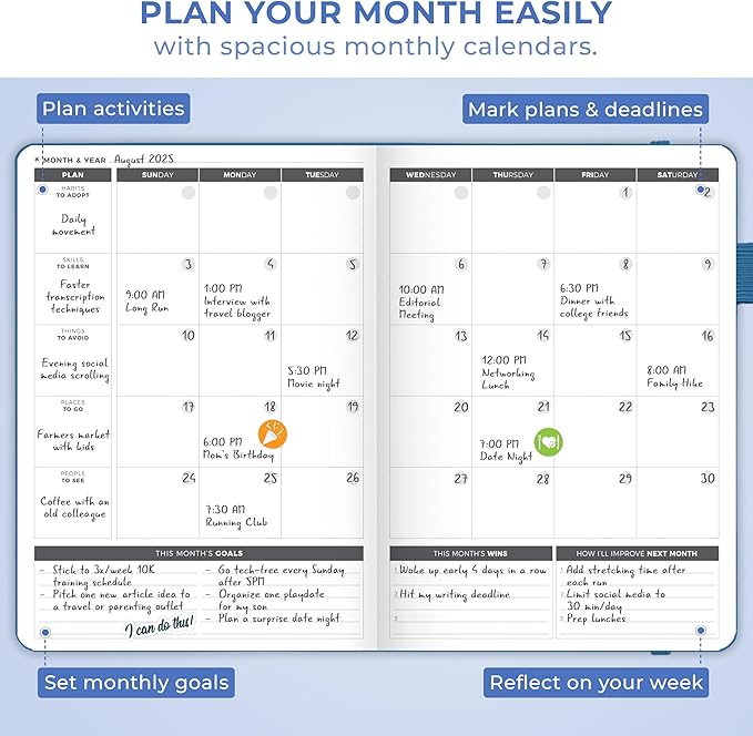 Clever Fox Planner Large – Undated Weekly & Monthly Planner for Productivity, Time Management & Goals – Organizer Journal – 7x10” (Mystic Blue)