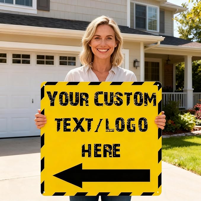 Custom Square Up Arrow Metal Signs - 28 * 28 inches - Rust-resistant metal, Optional reflective， for staircases、equipment signs、storehouse