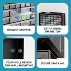 IRIS USA Screw Tool Organizer Small Parts Cabinet, 44-Drawer, Electronics Hardware Nuts and Bolts Plastic Storage Drawers Garage Storage, Stackable Bead Craft Organizer Building Bricks Sorter, Black