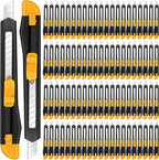Lanties 300 Pcs Box Cutters Retractable Utility Knife Office Supplies 9mm Wide Blade Cutter Compact Razor Knife for Home Use(Black)