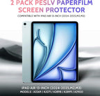 Peslv 2 Pack Like Paper Screen Protector for iPad Air 13 Inch 2024/2025 (M2/M3, 6th/7th Gen), Matte Anti Glare PET Film/Blue Light Filter Eye Protection Cover/Drawing & Writing Feel Like on Paper