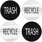 4PCS Recycle and Trash Sign Sticker for Kitchen,Self-adhensive Modern Circle Recycling Sticker for Trash Cans and Recycling Bin, Waste and Recycle Decals for Garbage Can Indoor &Outdoor Use 4Inch