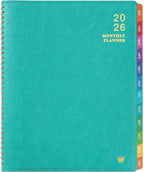 2026 Monthly Planner - Jan 2026 - Dec 2026, 12 Months Calendar/Planner with Faux Leather, 8.86" x 11.4", 15 Notes Pages, Strong Twin - Wire Binding, Pocket, Monthly Tabs, Perfect Organizer- Green