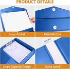 HUA JIE A4 Storage File Boxes Plastic Archives Cases with Clip, PVC File Folder Organizer Document Storage Filing Box for office,32.5×6.5×24 cm, Blue(Pack of 6)