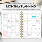 Undated Weekly and Monthly Planner – 12-Month To Do List Notebook Organizer with Goal & Habit Tracker, Spiral Bound Productivity Journal Ideal for Work, School & Home, 6.5" x 8.5", Wildfloral