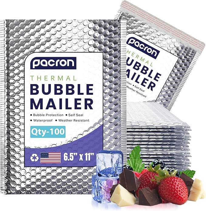 200-Pack Insulated Silver Thermal Bubble Mailers 6.5 x 11 - Waterproof Metallic Foil Self-Sealing Padded Envelopes for Cold Shipping, Perishables, Food, Cosmetics, Pharmaceuticals