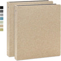 Vienrose 3 Ring Binder 1 Inch Round Rings with Linen Fabric Cover, Fits 8.5 x 11 Inch Paper, Durable Organizer for School, Office, Home, Recipes (2 Pack,Khaki)
