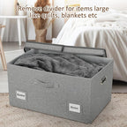 Graciadeco 75 Quarts Extra Large Decorative Storage Bins with Lids, 1 Pack Gray Collapsible Storage Bins with Lids, Stackable Storage Bins Decorative Box Storage With Lid Extra Large