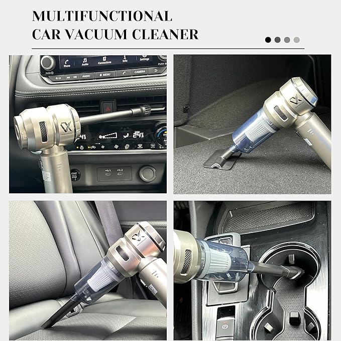 Handheld Car Vacuum Cleaner Cordless Powerful 25000PA Strong Suction Blowing AirDuster Brushless Motor 3Speeds Mini Portable Rechargeable Lightweight 4in1Vacuum Blower Car Home Office Vehicle Pet Hair