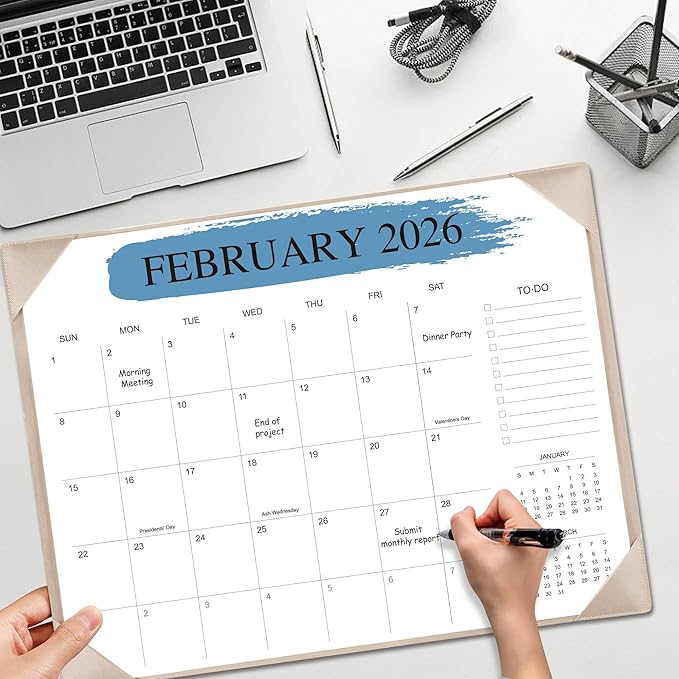 Desk Calendar 2026 – 18-Month Desktop Calendar from Jan 2026–Jun 2027, for Office, School & Home Use – Large Teacher Desk Calendar 22x17 (Apricot)