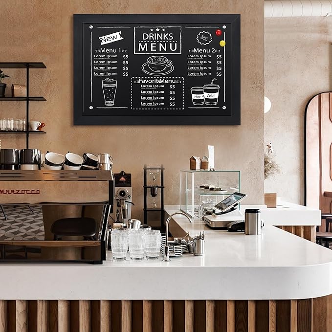 SELEAD Magnetic Chalkboard Words Sign - 20" x 30" Solid Wood Black Frame Wall Decor Bulletin Black Board for Home Kitchen, Business, Restaurant, Farmhouse