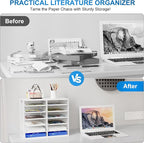 PAG-Mass Mail Sorter for Desk, Countertop Literature Organizer, Student Mailbox for Classroom, Desktop Bill Paper Holder Rack for Office Home School, 12 Compartments, White