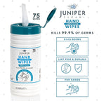 Juniper CLEAN, 1 Pack Hand Sanitizing Wipes, 75 Count Canister Disposable Hand Sanitizer Wipes, Fresh Scent, Lint Free & Durable