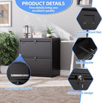 SUXXAN Metal 2 Drawer Lateral File Cabinet with Lock - Wide Filing Cabinet for Letter/Legal/F4/A4 Hanging Files - Includes Business Card Holder,Home Office School Storage,Black