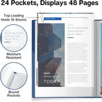 Dunwell Presentation Binder 24-Pocket, Displays 48 Pages, 8.5x11 Portfolio Binder with Plastic Sleeves, Storage and Organizer for Documents, Certificates, Projects, Photos (Blue)