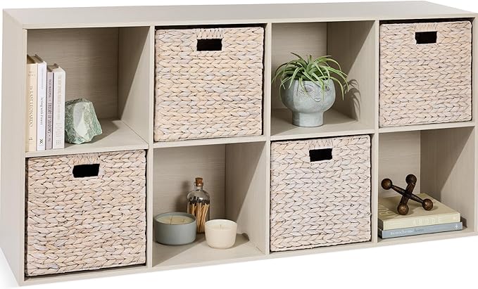 Best Choice Products 8-Cube Storage Organizer, 13.5in Shelf Opening, Bookcase, Display Shelf, Customizable w/ 2 Removable Back Panels – Whitewash