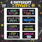 Dunzoom 100 Pcs Inspirational Pencil Erasers Bulk for Kids Fun Motivational Eraser School Supplies Back to School Office Supplies for Classroom Office Teacher Artists (Colorful Chalkboard)