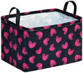 FUULOXE Rectangular Valentines Basket Storage Bin for Shelves Girls Gifts Baskets Foldable Box with Handles for Home Office Car Dormroom Valentine's Day Party Supplies