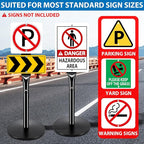 VAIIGO 2Pack Heavy Duty Parking Sign Post for Outside, 20lbs Cast Iron Base Sign Post for Outdoor Sign Holder, Yard Sign Stand, Street Sign Post, 49" Height, Black