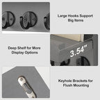 Lwenki Key Holder for Wall, Decorative Key and Mail Holder with Shelf Has Large Key Hooks for Bags, Coats, Umbrella – Paulownia Wood Key Hanger with Mounting Hardware (9.8”W x 6.7”H x 4.2”D)