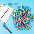 200 Count Colored Binder Clips Assorted Sizes, 4 Sizes Large, Medium, Small, Mini, Metal Paper Clamps, Bulk Clips Office Supplies (1 1/4", 1", 3/4", 1/2 Inch) KKEETUR