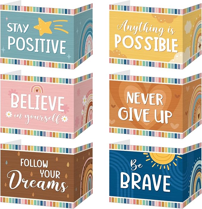 Affrolling 36 Pcs Inspirational Privacy Folders Bulk for Students Cardboard Privacy Boards Desk Divider Panel Waterproof Testing Divider for Classroom Back to School Study Supplies (Boho)