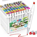 HOMSAILMO 80 color liquor base mark, double pointed (chisel and fine) permanent painting mark, suitable for adult coloring books, sketches, illustrations, with transparent box