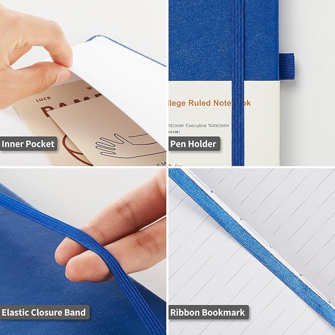 Heture Hardcover Notebooks, A5 Lined Journals Notebook for Writing 160 Pages, 8.2 x 5.5 inch, Classic Ruled Notebooks for College/Work/Travel(Blue 1 Pack)