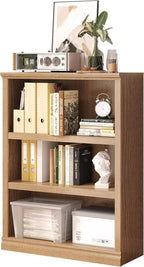 Bevfint 43 in Tall Bookcase, 3-Tier Bookshelf Open Storage, 33 inch Wide Floor Standing Indoor Furniture, Book Cases for Home School Library Office Bedroom Kids, Oak 3 Tiers
