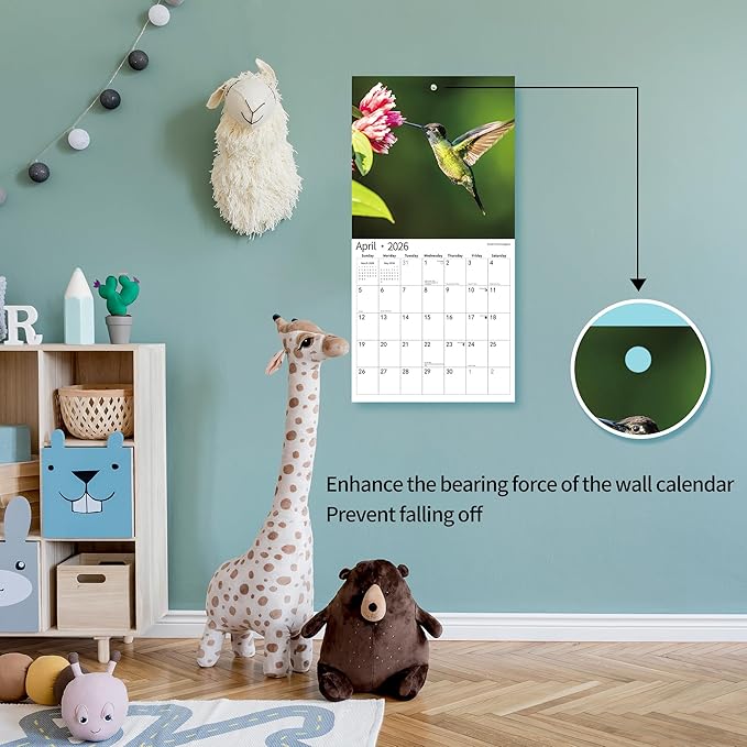 2026 Wall Calendar,Calendar 2026, November 2025 - December 2026, Wall Calendar Hummingbird, 12" x 24" Opened,Full Page Months Thick & Sturdy Paper for Calendar Organizing & Planning