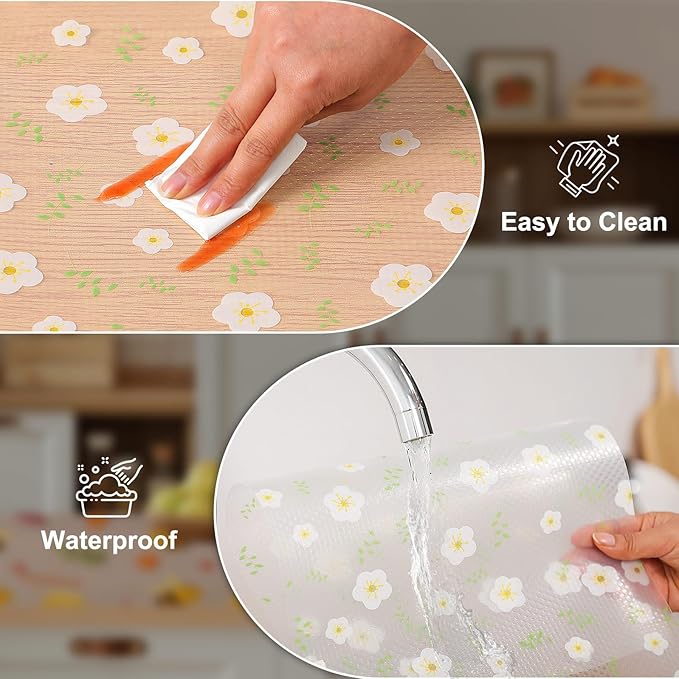 Cooyes Shelf Liner – Premium Non-Adhesive Cabinet & Drawer Liner for Kitchen – Waterproof Shelf Paper with Modern Pattern – Durable EVA Cabinet Mat – Easy to Cut （24" W x 360" L）