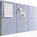 Bumusty Large Cork Board 36"x24" Alternative - 6 Pack Felt Wall Tiles with 40 Safe Removable Adhesive Tabs, 30 Pushpins, Cork Boards for Walls Pin Board Bulletin Board Office Decor (Soft Periwinkle)