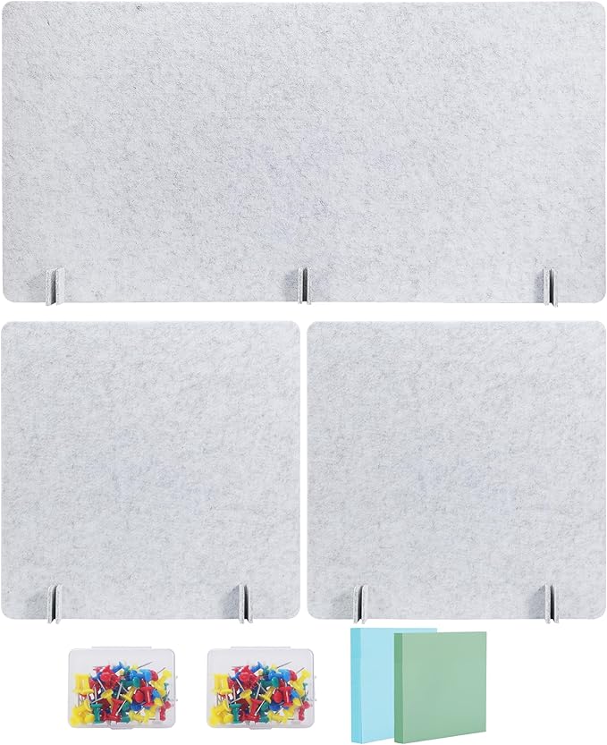 Desk Privacy Panel 2PCS 23.6" x 23.6" and 1PCS 47.2" x 23.6" Acoustic Panel Portable Desk Partition Desk Divider Noise Visual Isolate Table Divider for Student Study Reception Area Office Library
