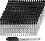 Yocfon Permanent Markers Bulk, 144 Count Black Permanent Markers Set, Fine Tip, Waterproof Markers, Works On Plastic, Wood, Stone And Metal For Doodling, Marking